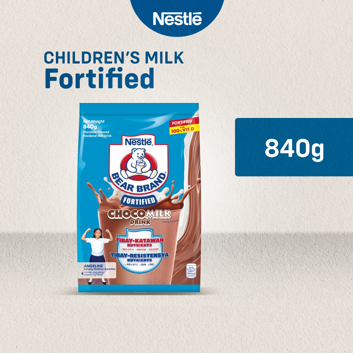 Bear Brand Fortified Choco Powdered Milk Drink 840g