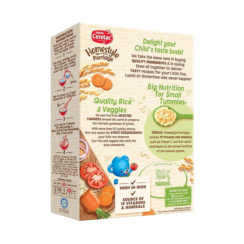 CERELAC Homestyle Meals Rice and Veggies Porridge 200g - Pack of 2