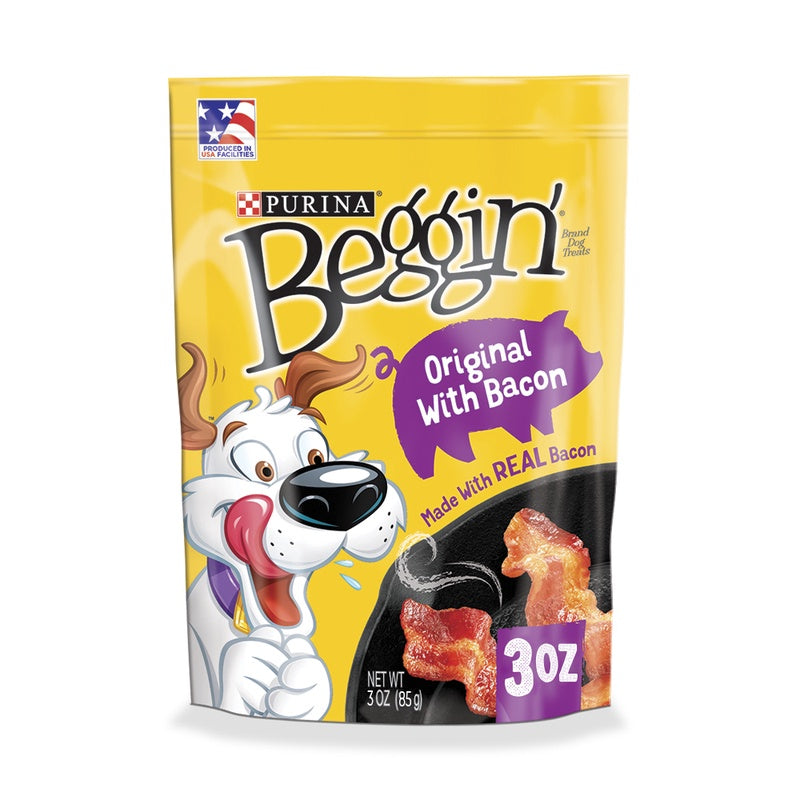 BEGGIN' Strips Dry Dog Treats for Adult Dog (with Bacon) - 85g x3