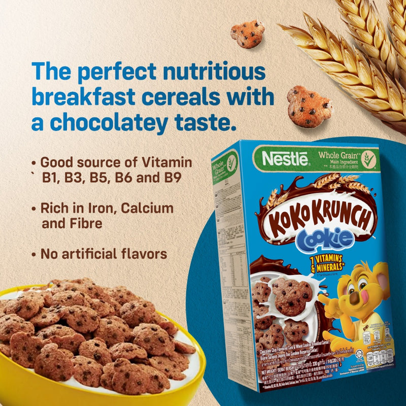 KOKO KRUNCH Cookie Breakfast Cereal 330g and NESTLE Fresh Milk 1L