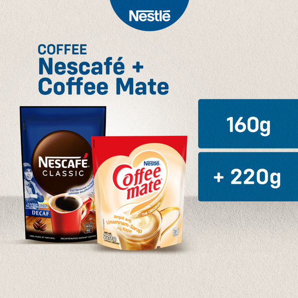 Nescafe Classic Decaf Instant Coffee 160g and Coffee Mate Coffee Creamer 220g