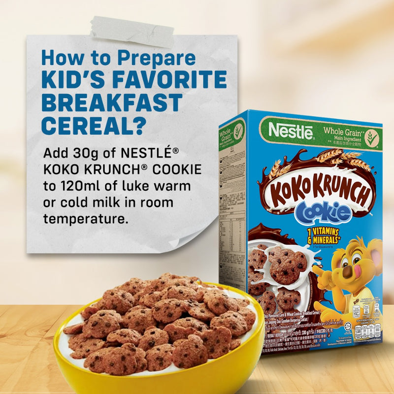 KOKO KRUNCH Cookie Breakfast Cereal 330g and NESTLE Fresh Milk 1L