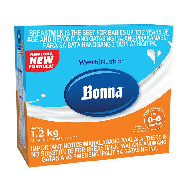 BONNA Stage 1 Infant Formula for 0 to 6 months 1.2kg (400g x 3)