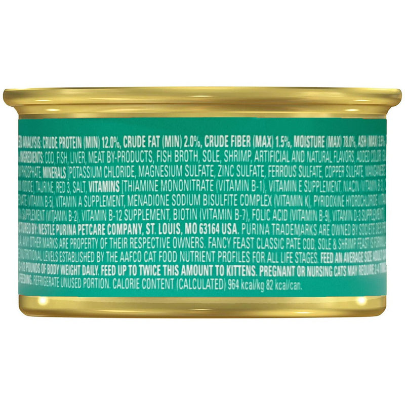 FANCY FEAST Classic Cod, Sole & Shrimp Adult Wet Cat Food - 85g x24
