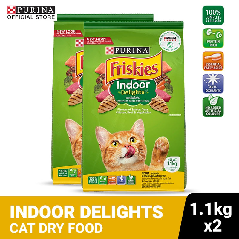 PURINA FRISKIES Indoor Delights Adult Dry Cat Food - 1.1Kg x2