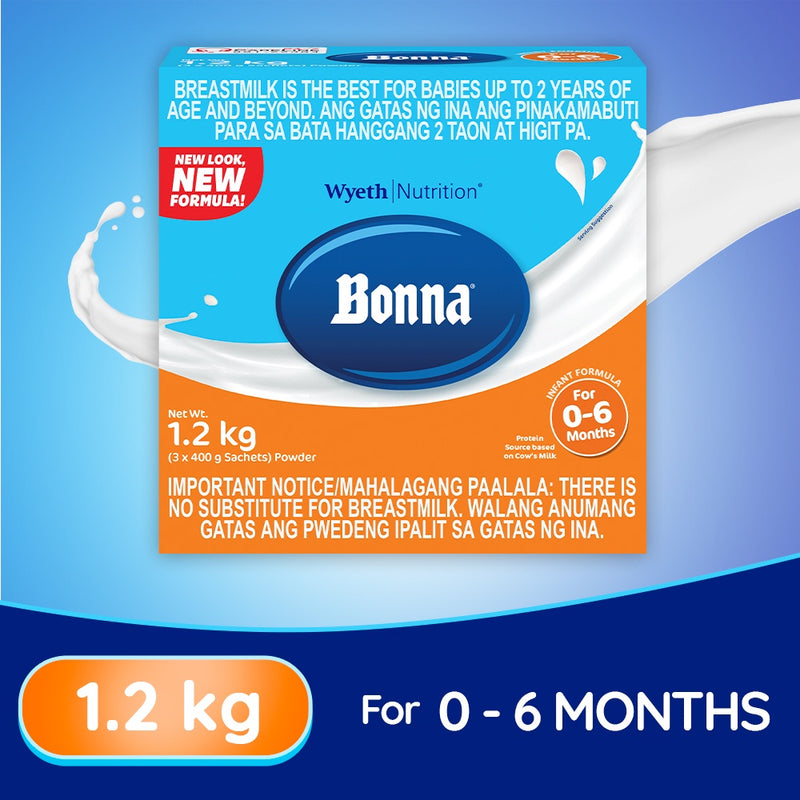 BONNA Stage 1 Infant Formula for 0 to 6 months 1.2kg (400g x 3)