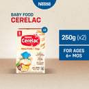 CERELAC Mixed Fruits & Soya 250g - Pack of 2 with FREE EQ Diapers Large 2 pcs.