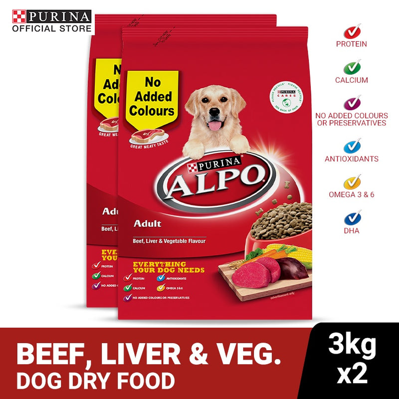 ALPO Beef, Liver & Vegetable Adult Dry Dog Food - 3Kg x2