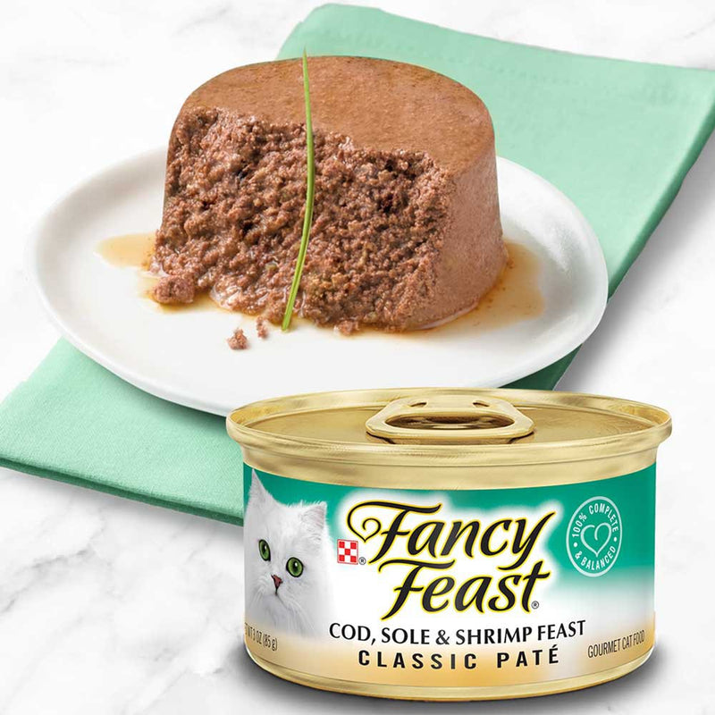FANCY FEAST Classic Cod, Sole & Shrimp Adult Wet Cat Food - 85g x6