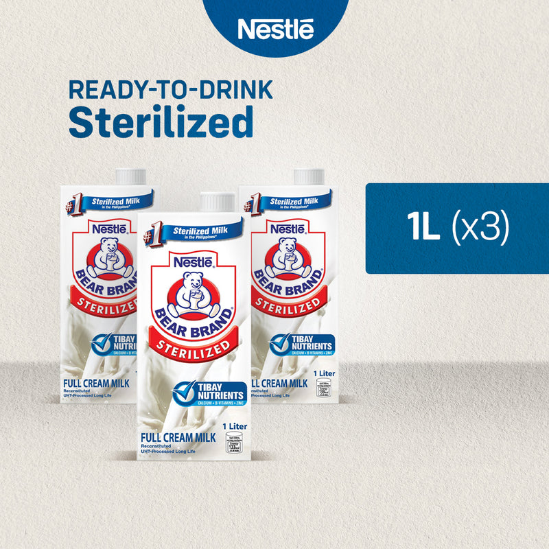 BEAR BRAND Sterilized UHT Milk 1L - Pack of 3