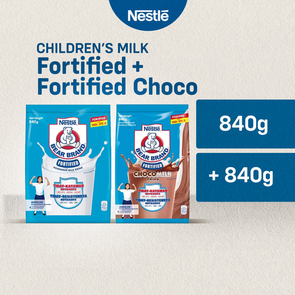 Bear Brand Fortified Powdered Milk Drink 840g and Choco Powdered Milk Drink 840g