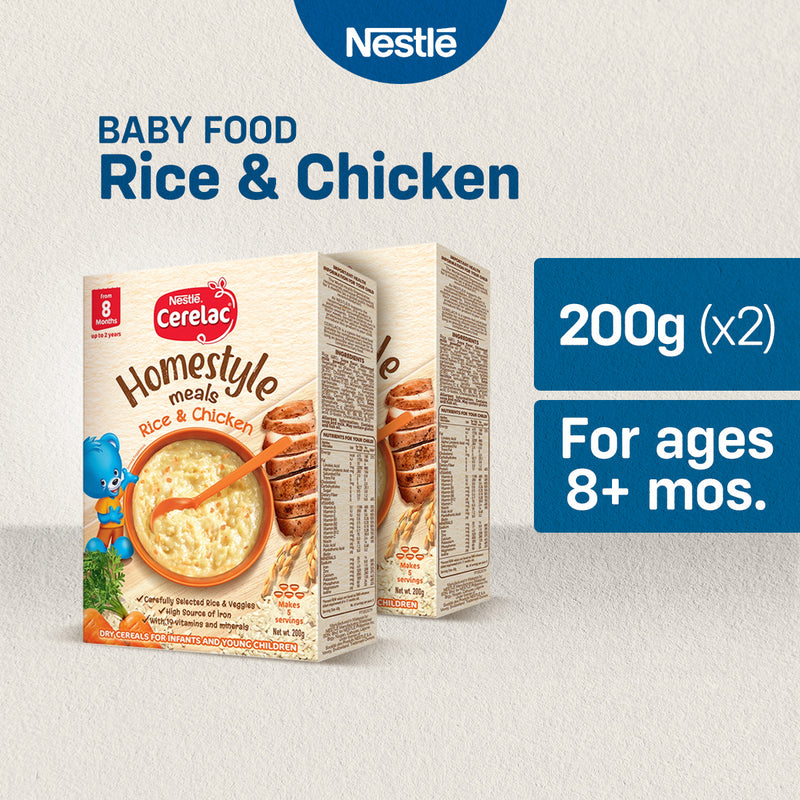 CERELAC Homestyle Meals Rice and Chicken Porridge 200g - Pack of 2