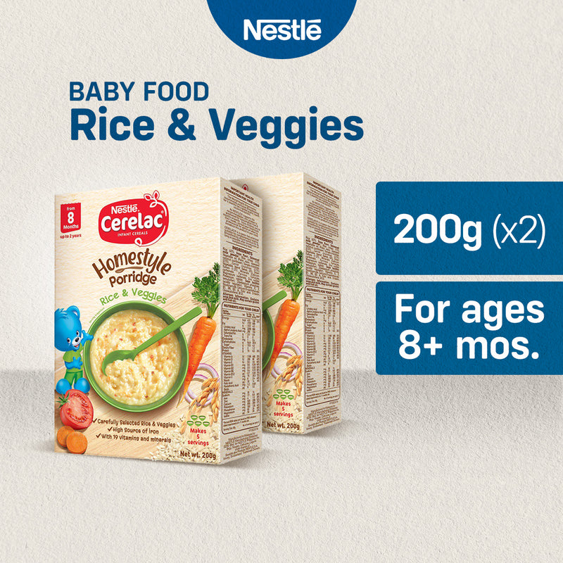 CERELAC Homestyle Meals Rice and Veggies Porridge 200g - Pack of 2