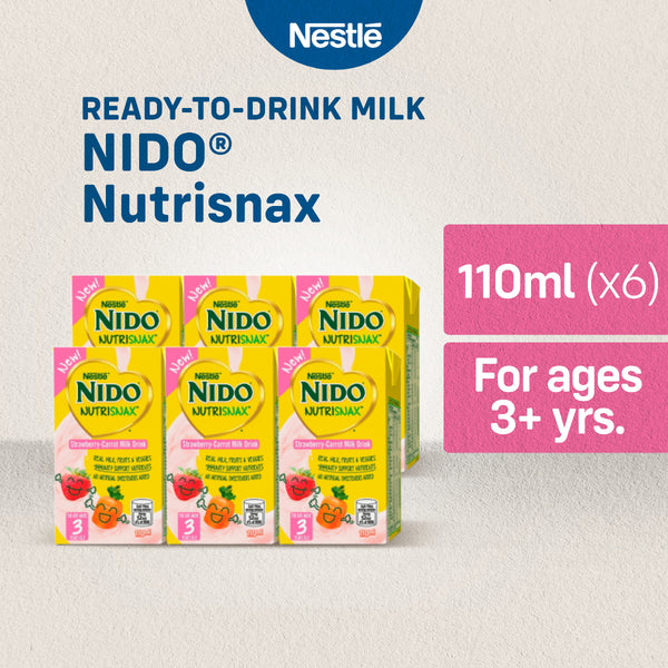 NIDO Nutrisnax Strawberry-Carrot Milk Drink 110ml - Pack of 6