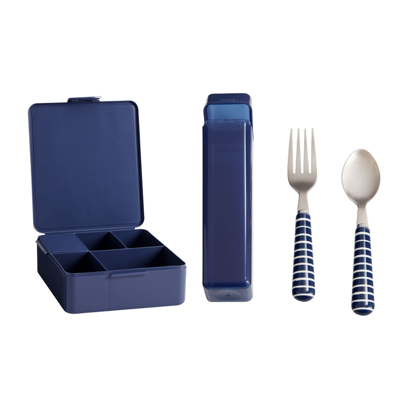 [NOT FOR SALE] Square Navy Bento Box + Utensils with Carrying Set Navy
