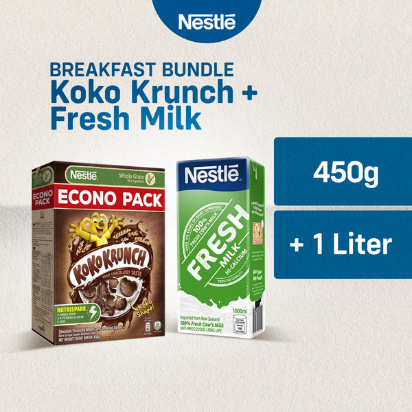 KOKO KRUNCH Breakfast Cereal 450g and NESTLE Fresh Milk 1L