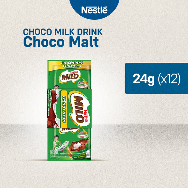 MILO Activ-Go Choco Malt Powdered Milk Drink 24g - Pack of 12