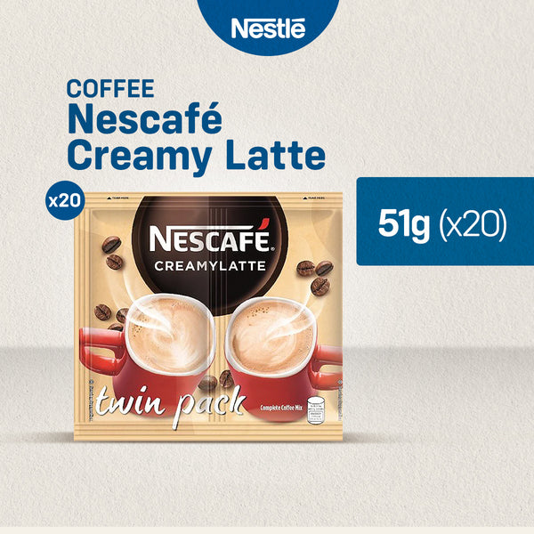 NESCAFE Creamy Latte 3-in-1 Coffee Twin Pack 51g - Pack of 20