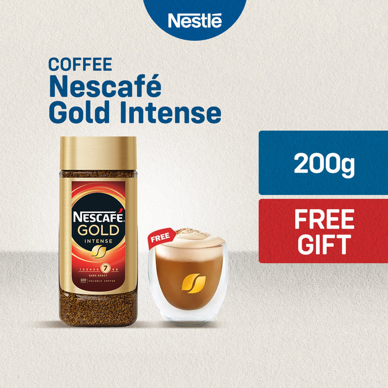 NESCAFÉ Gold Intense Instant Coffee 200g with FREE Double Wall Glass