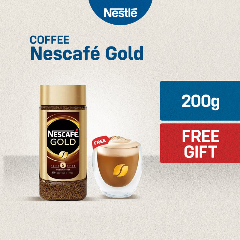 NESCAFE Gold Instant Coffee 200g with FREE Double Wall Glass Mug