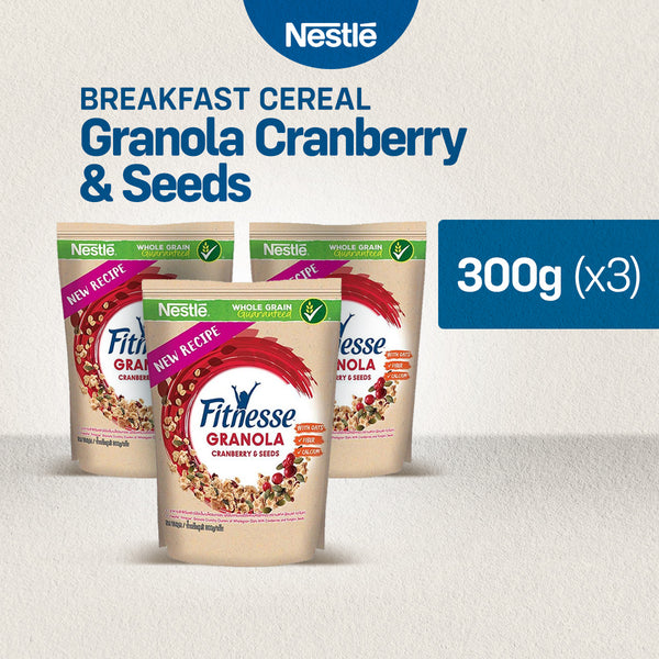 NESTLE Fitnesse Granola Cranberry and Pumpkin Seeds Breakfast Cereal 300g - Pack of 3