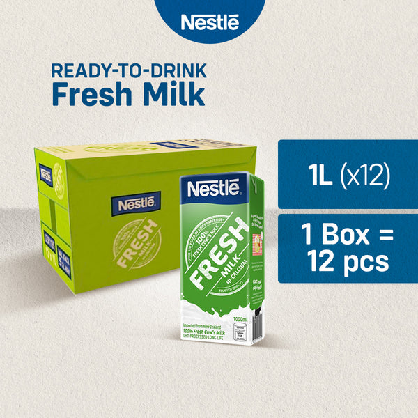 NESTLE Fresh Milk 1L Hi-Calcium - Pack of 12