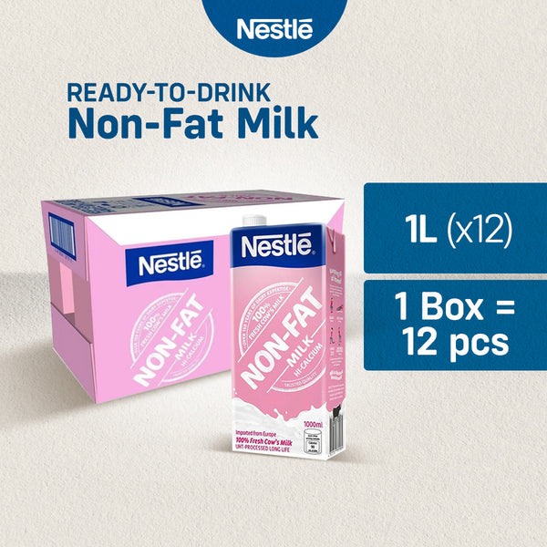 NESTLE Non Fat Milk 1L Hi-Calcium - Pack of 12