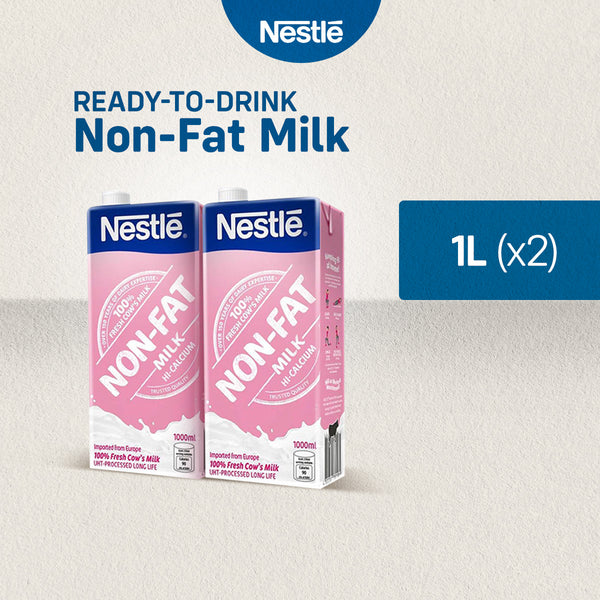 NESTLE Non Fat Milk 1L Hi-Calcium - Pack of 2