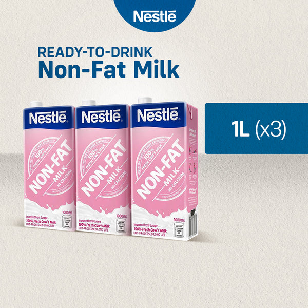 NESTLE Non Fat Milk 1L Hi-Calcium - Pack of 3