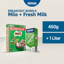 MILO Breakfast Cereal 450g and NESTLE Fresh Milk 1L