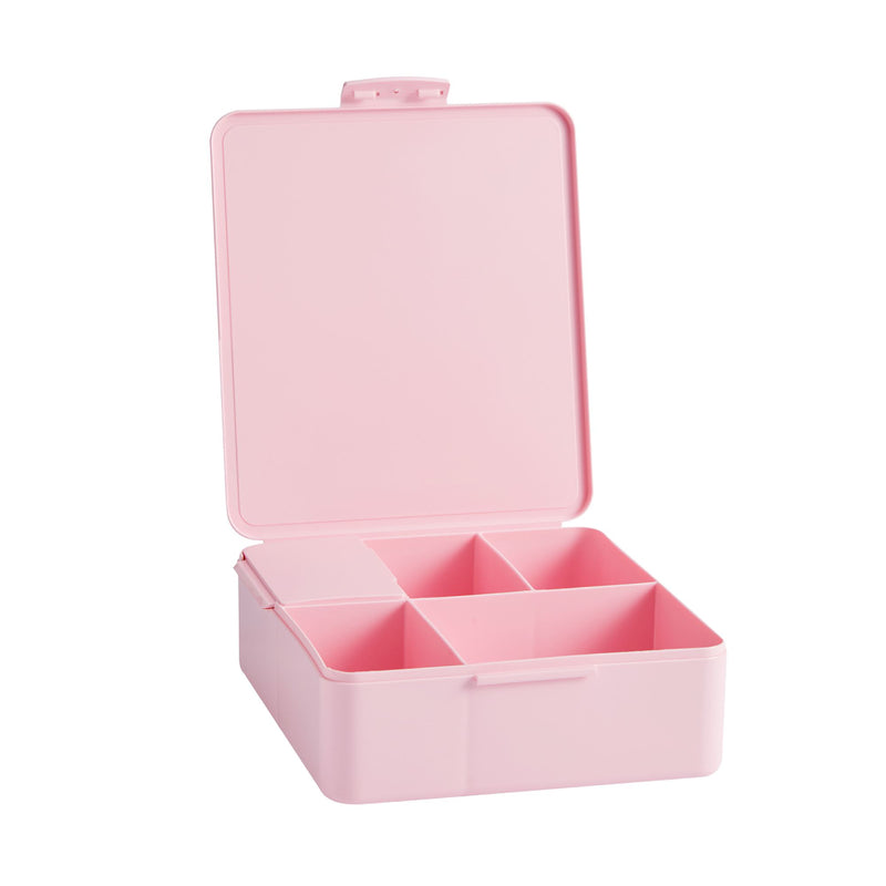 [NOT FOR SALE] Square Light Pink Bento Box + Utensils with Carrying Set Navy