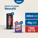 NESCAFE Ready to Drink Ice Black 220ml Pack of 5 + FREE 2 Fitnesse Granola Crunchy Oat 45g