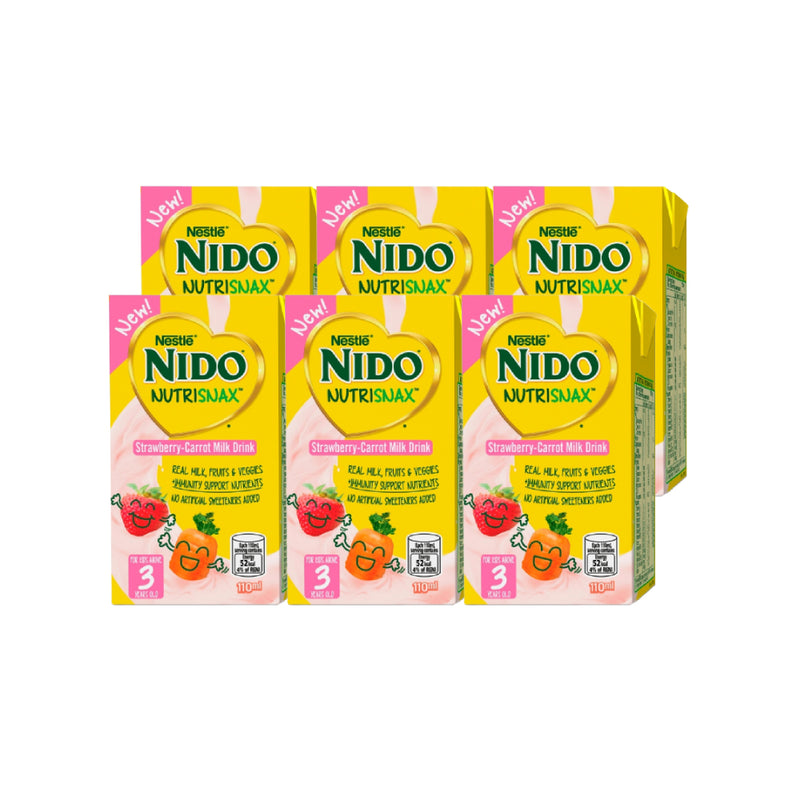 NIDO Nutrisnax Strawberry-Carrot Milk Drink 110ml - Pack of 6