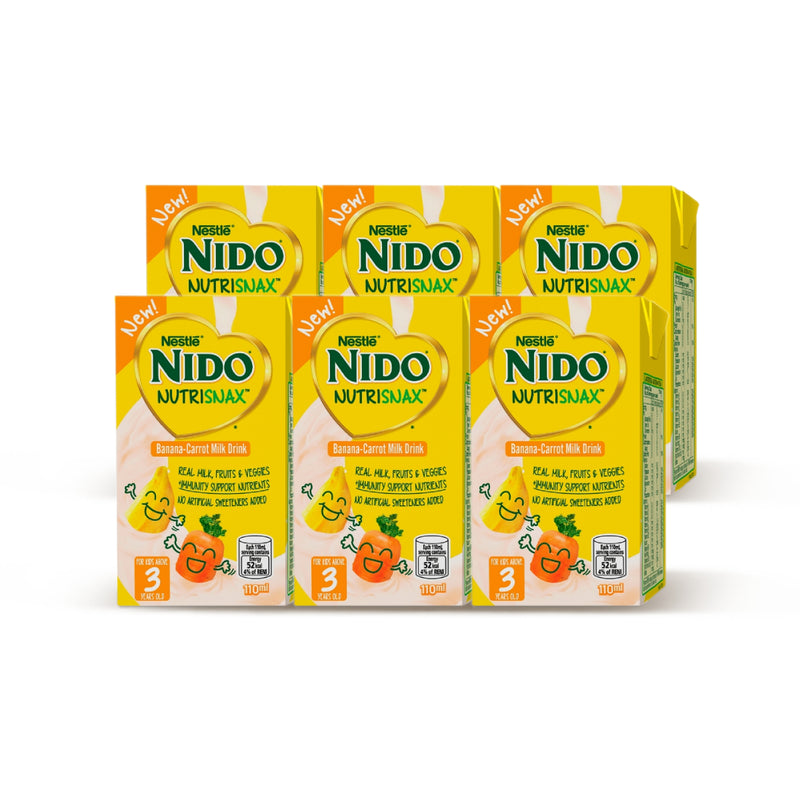 NIDO Nutrisnax Banana-Carrot Milk Drink 110ml - Pack of 6