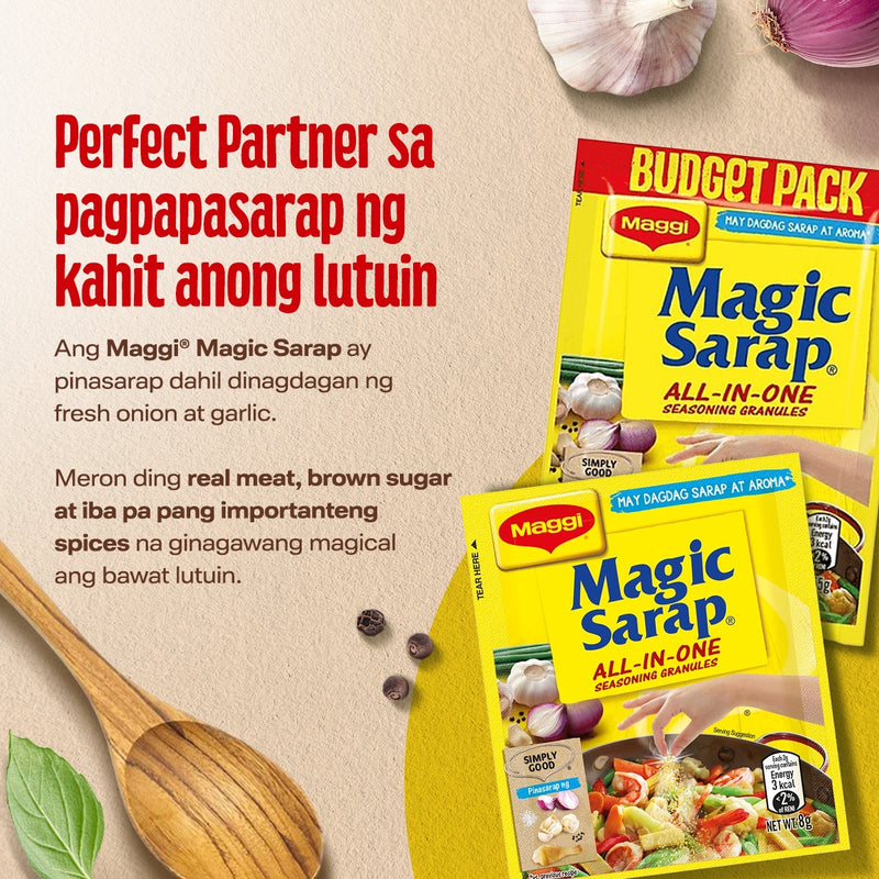 Maggi Magic Sarap All-In-One Seasoning Granules 8g x32 + Bear Brand Fortified Powdered Milk Drink 33g Swak x32