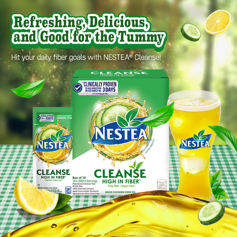 NESTEA Cleanse Lemon Cucumber Powdered Green Tea with Fiber 250ml - Pack of 20
