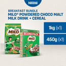 Milo Powdered Choco Malt Milk Drink 1kg + Milo Breakfast Cereal 450g