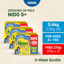 [FREE 270g] NIDO 5+ Powdered Milk Drink for Children Above 5 Years Old 3.6kg (1.2kg x 3)