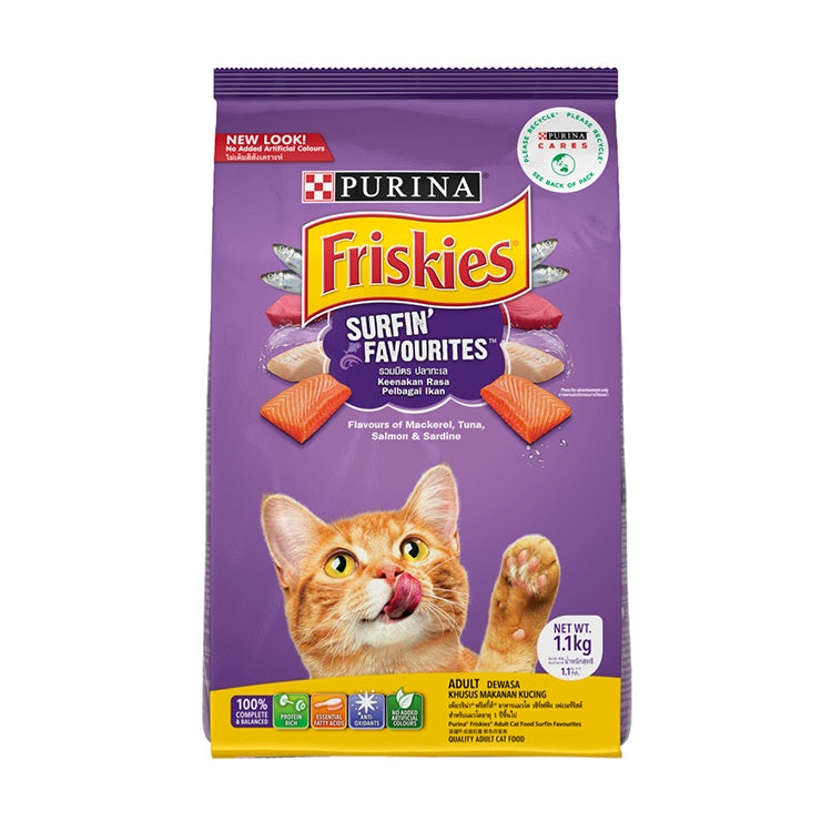 PURINA FRISKIES Surfin' Turfin' | Adult Dry Cat Food - 1.1Kg x2