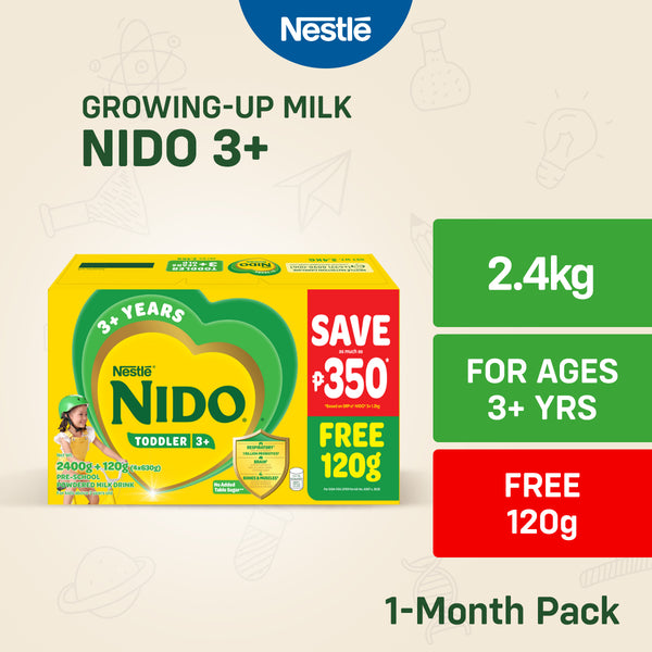 [FREE 120g] NIDO 3+ Powdered Milk For School Age Children Above 5 Years Old 2.4kg