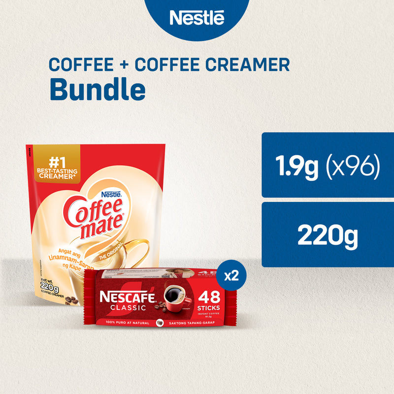 NESCAFE Classic Instant Coffee Sticks 1.9g x96 + Coffee Mate Coffee Creamer 220ml