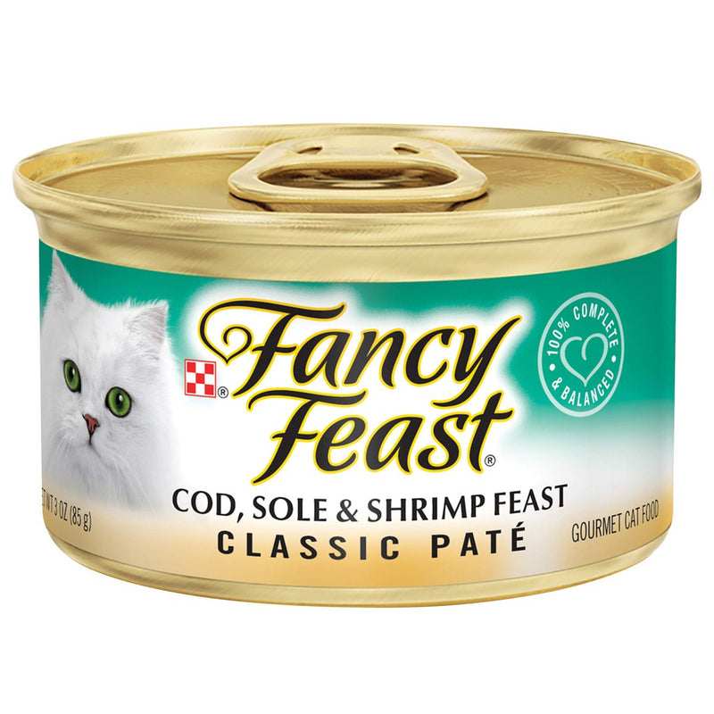 FANCY FEAST Classic Cod, Sole & Shrimp Adult Wet Cat Food - 85g x24