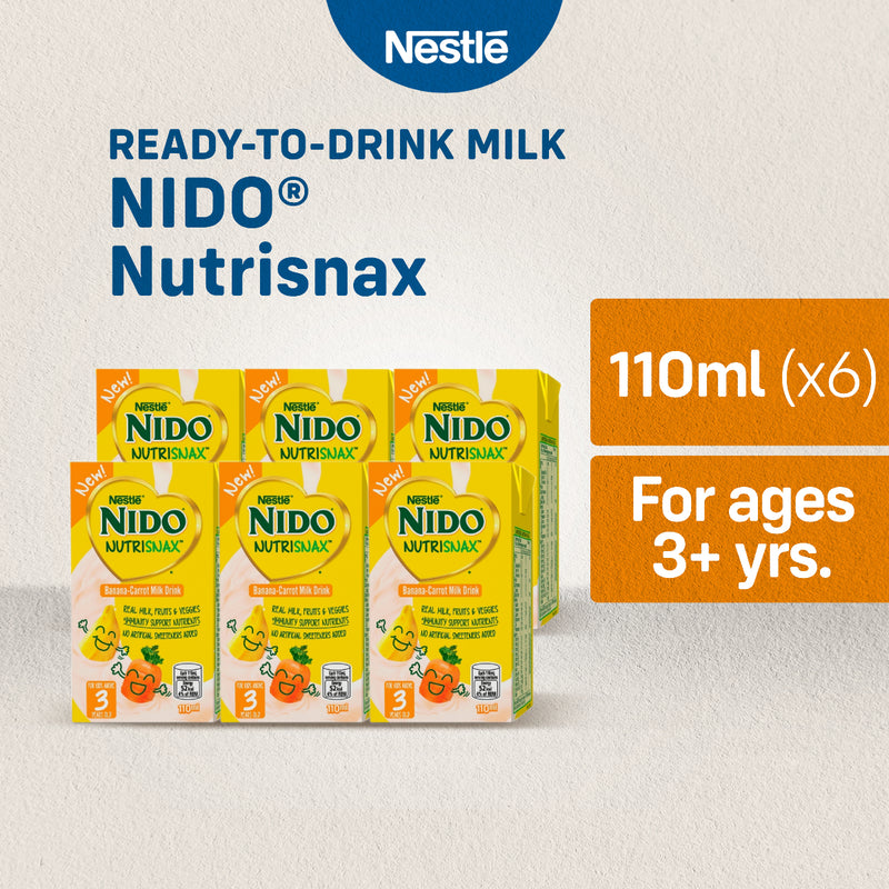 NIDO Nutrisnax Banana-Carrot Milk Drink 110ml - Pack of 6