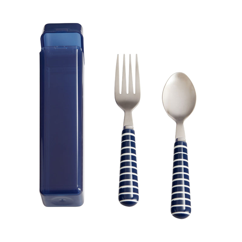 [NOT FOR SALE] Square Navy Bento Box + Utensils with Carrying Set Navy