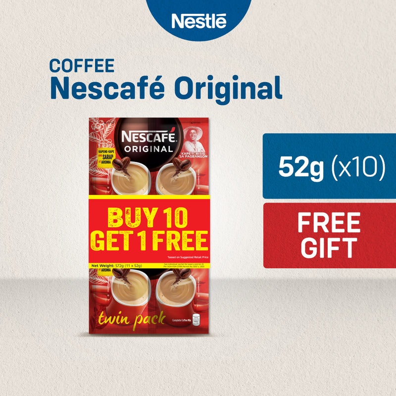 Nescafe Original 3-in-1 Coffee Twin Pack 52g - Buy 10, Get 1 FREE