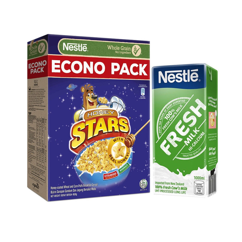 Honey Stars 450g and Nestle Fresh Milk 1L