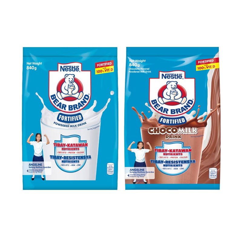 Bear Brand Fortified Powdered Milk Drink 840g and Choco Powdered Milk Drink 840g