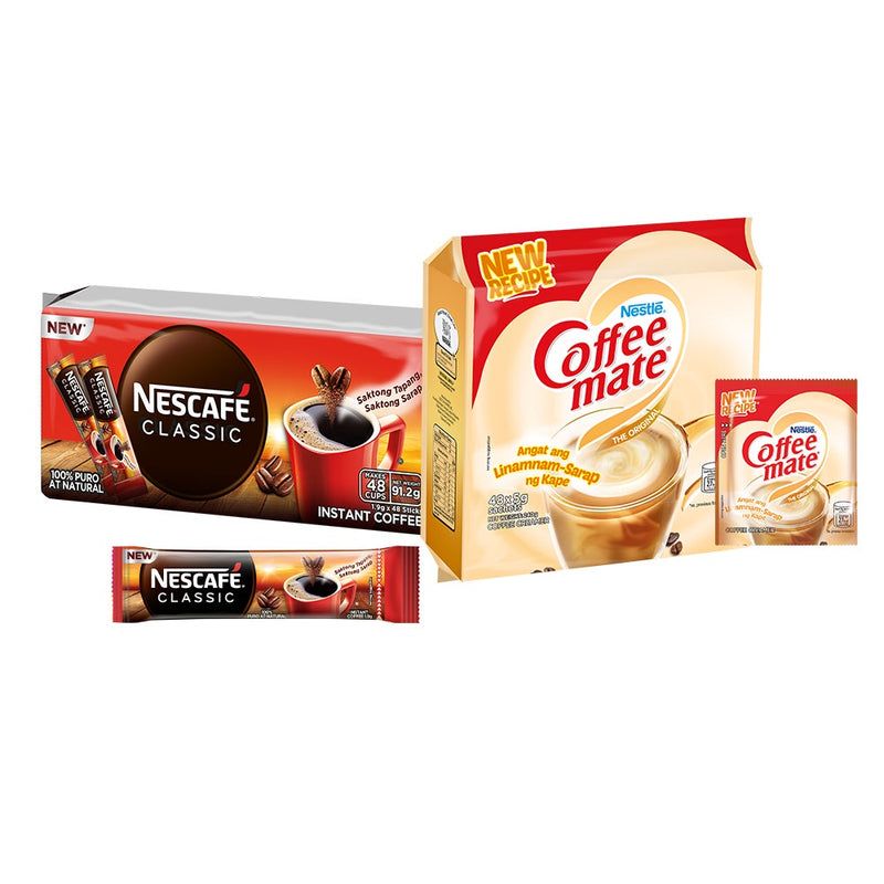 NESCAFÉ Classic Instant Coffee 1.9g - Pack of 48 and COFFEE MATE Coffee Creamer 5g - Pack of 48