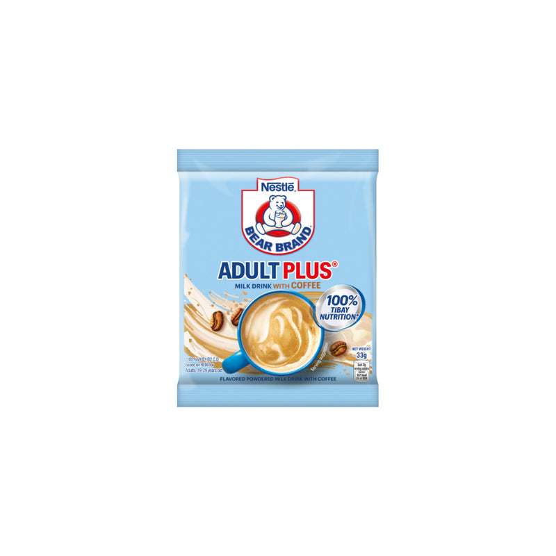 Bear Brand Adult Plus Milk Powder with Coffee 33g - Pack of 8