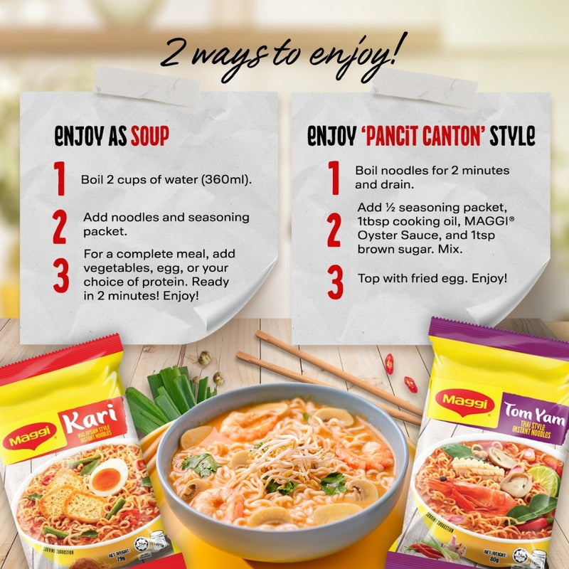Maggi Kari Noodles 79g - Pack of 5 + Nestle All-Purpose Cream 250ml